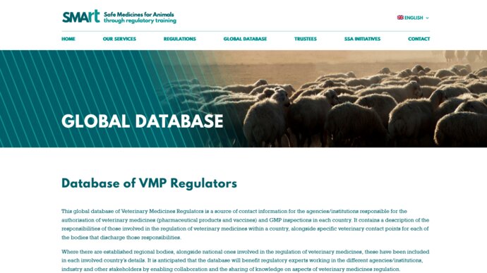 Screenshot of the VMP regulators global database