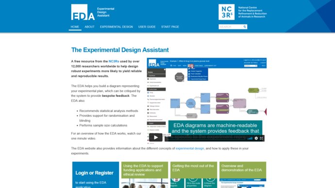 Screenshot of the Experimental Design Assistant