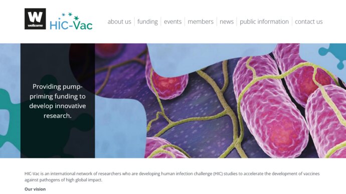 Screenshot of the Hic-Vac homepage