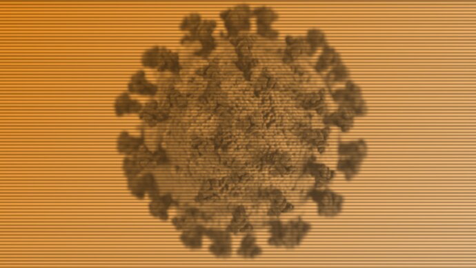 Stylised SARS-CoV-2 virus particle