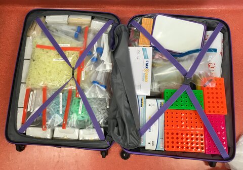 The 'laboratory in a suitcase' contains all of the components required to deliver schools outreach workshops.
