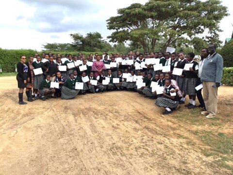IVVN African Schools Outreach Programme facilitators, 80 Ole Tipis Girls High School students and their teachers after completion of the Rabies Laboratory experiment activity, career guidance and mentorship sessions.