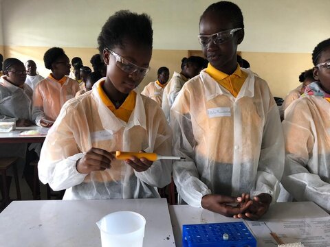 Students taking part in the workshop at Lusaka Girls Secondary School in Zambia