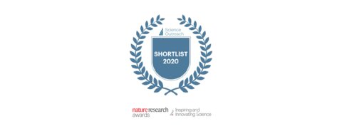 Badge: Science Outreach Shortlist 2020, Nature Research Awards, Inspiring and Innovating Science