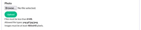 Screenshot of a photo upload field